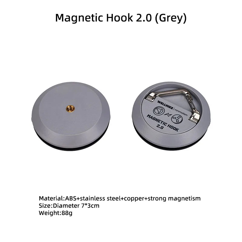 Grey magnetic hanging hook base and top view
