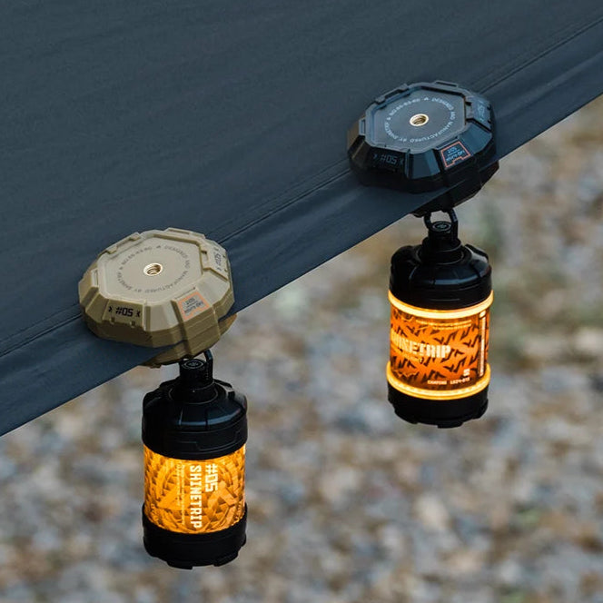 Magnetic hook holding camping lantern