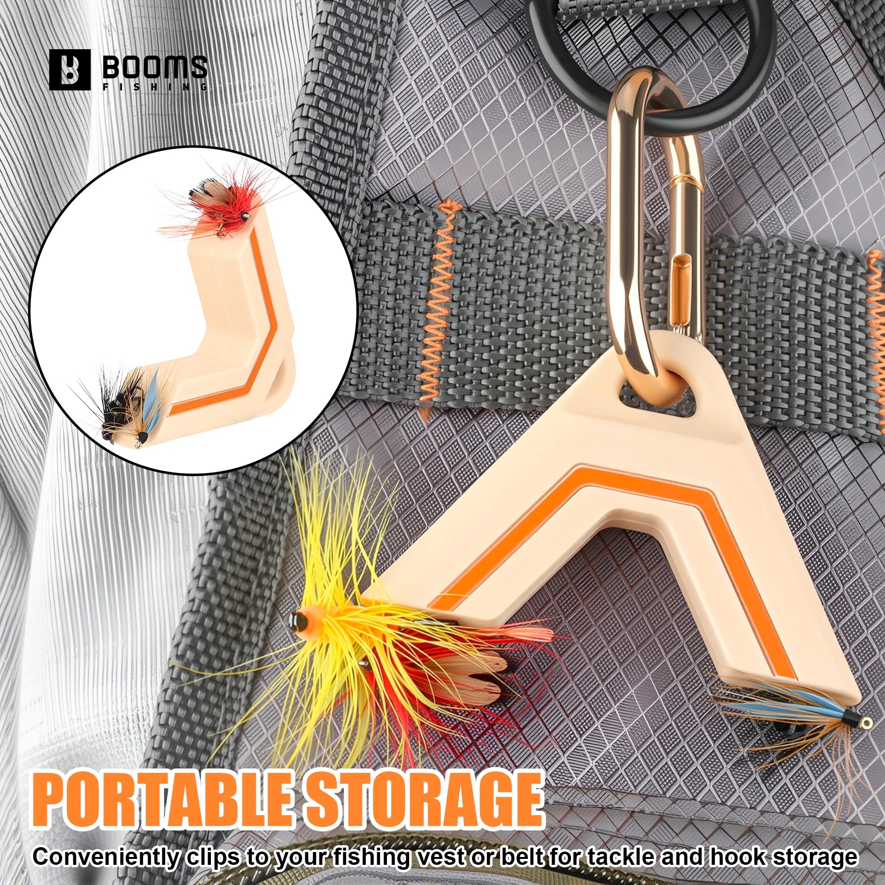 Compact magnetic clip used for portable fishing tool storage on bags or tackle gear