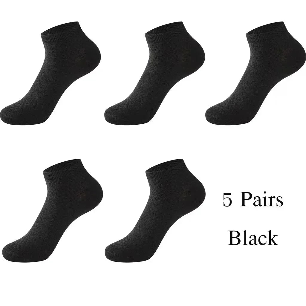Men’s black bamboo ankle socks five pair pack