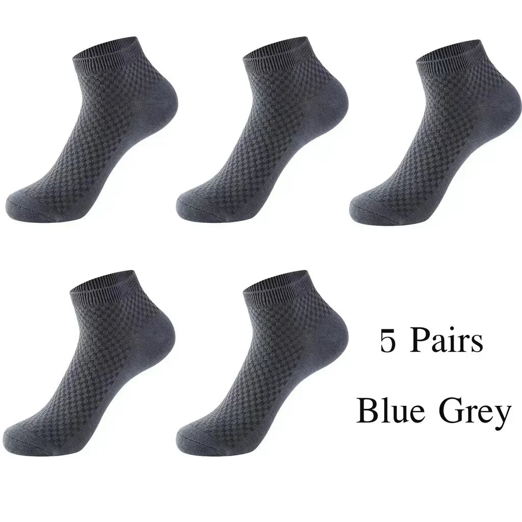 Men’s blue grey bamboo ankle socks five pairs