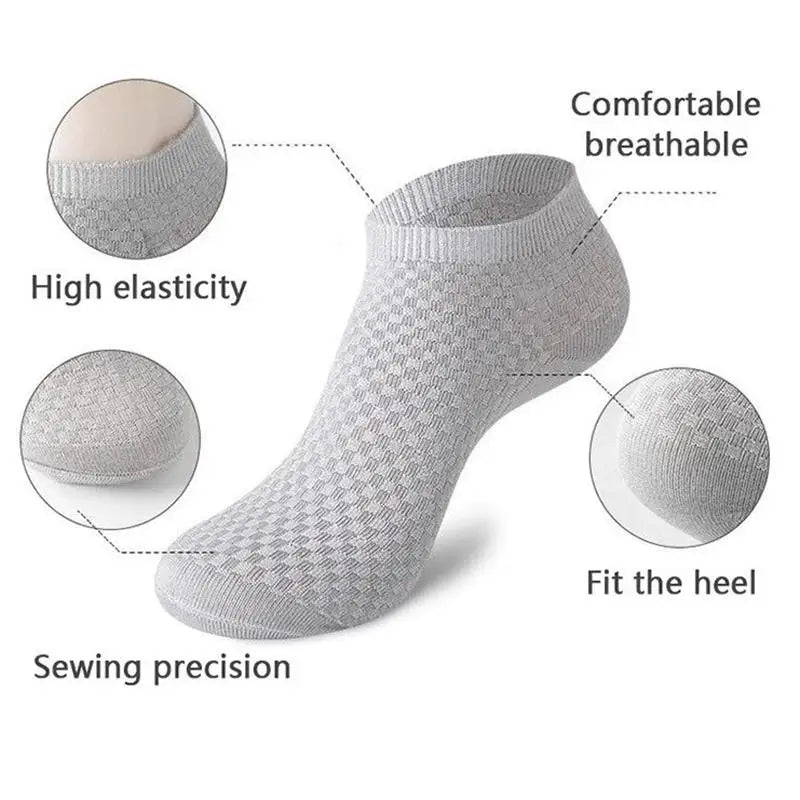 Close-up of men’s bamboo ankle socks breathable knit texture