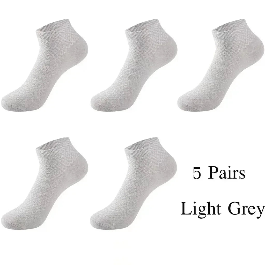 Men’s light grey bamboo ankle socks five pairs
