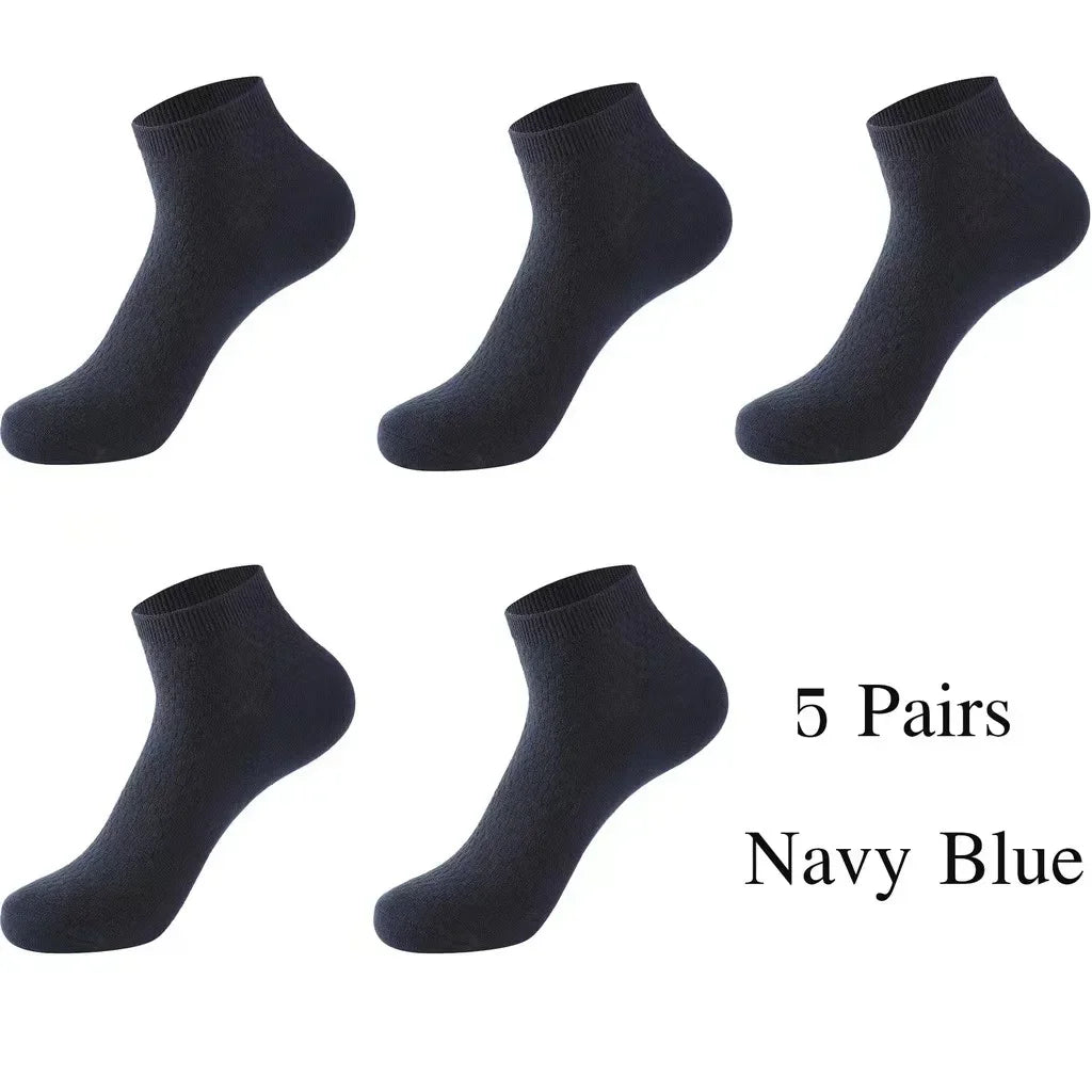 Men’s navy blue bamboo ankle socks five pairs