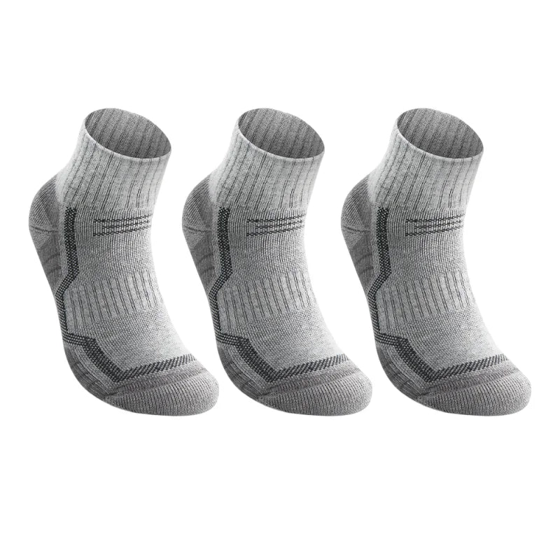 Three pairs grey merino wool crew socks