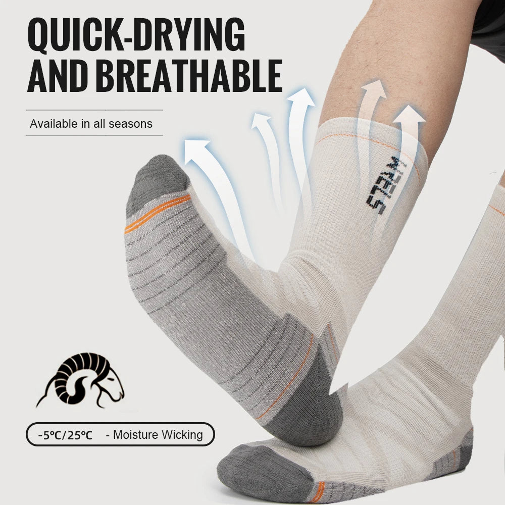 Merino wool hiking socks showing breathable knit panels