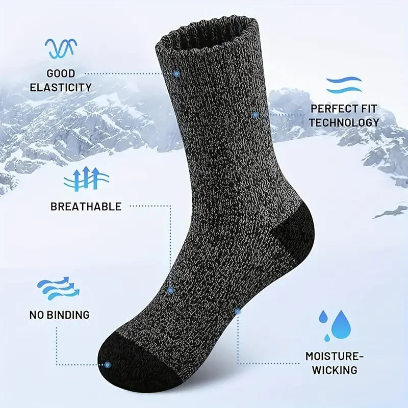 Merino wool thermal crew socks showing breathable knit features