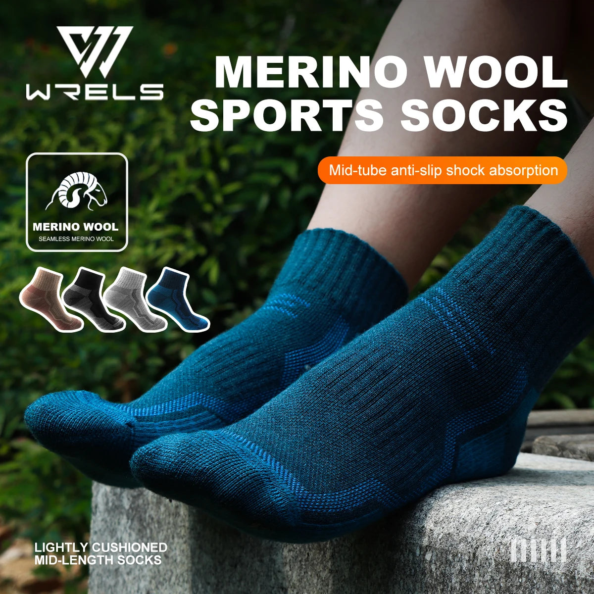 Merino wool thermal hiking crew socks for winter use