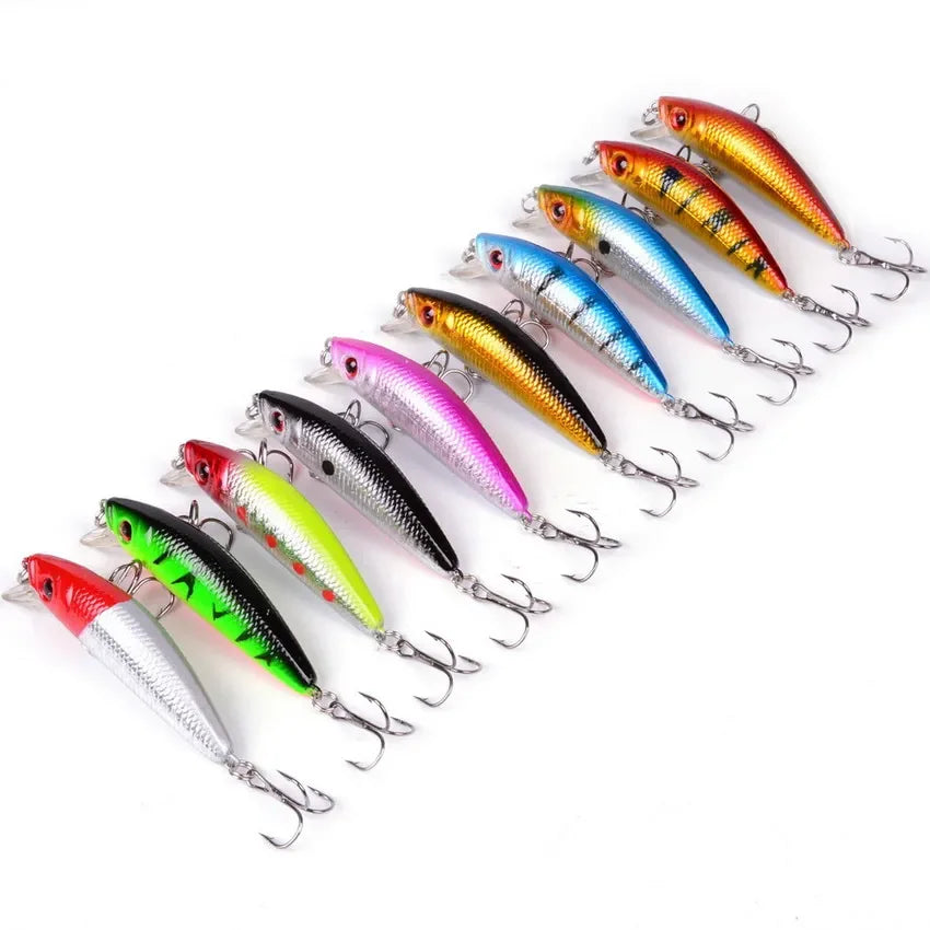 Minnow crankbait lures shown in multiple colour patterns