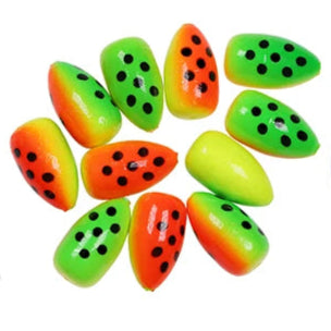Mixed colour bullet rig fishing floats for surf and bait rigs
