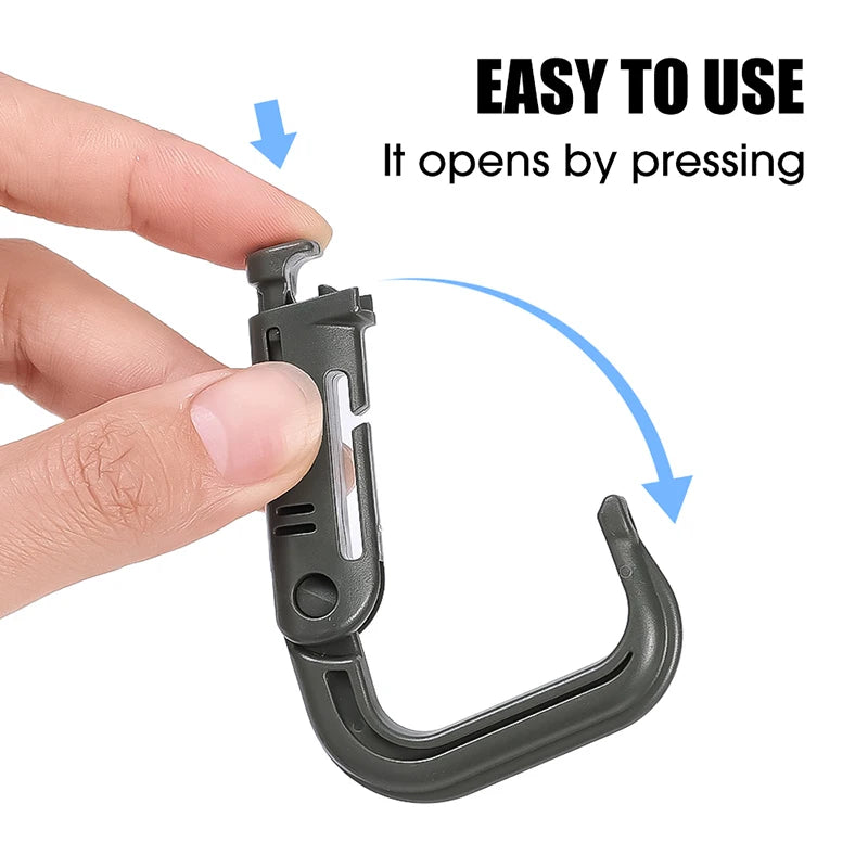 MOLLE D-ring clip opening mechanism demonstration