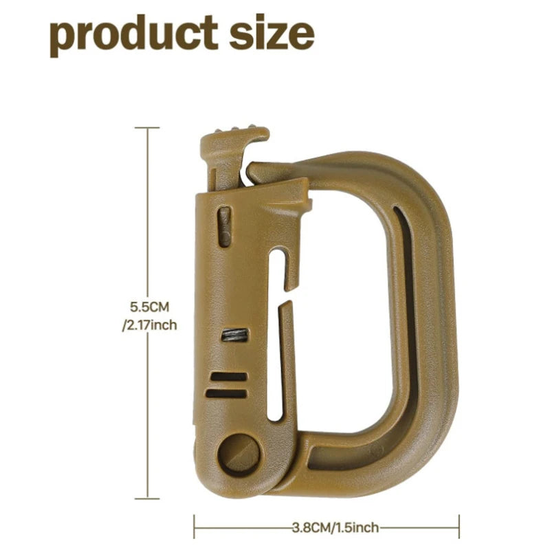 MOLLE D-ring clip dimensions and product size