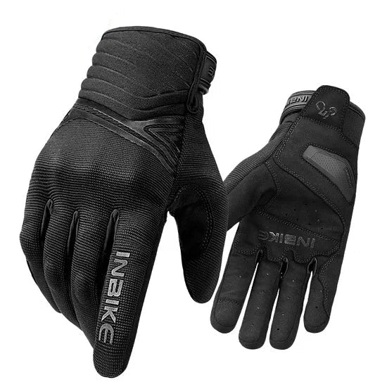 Black full finger motorcycle gloves front and back