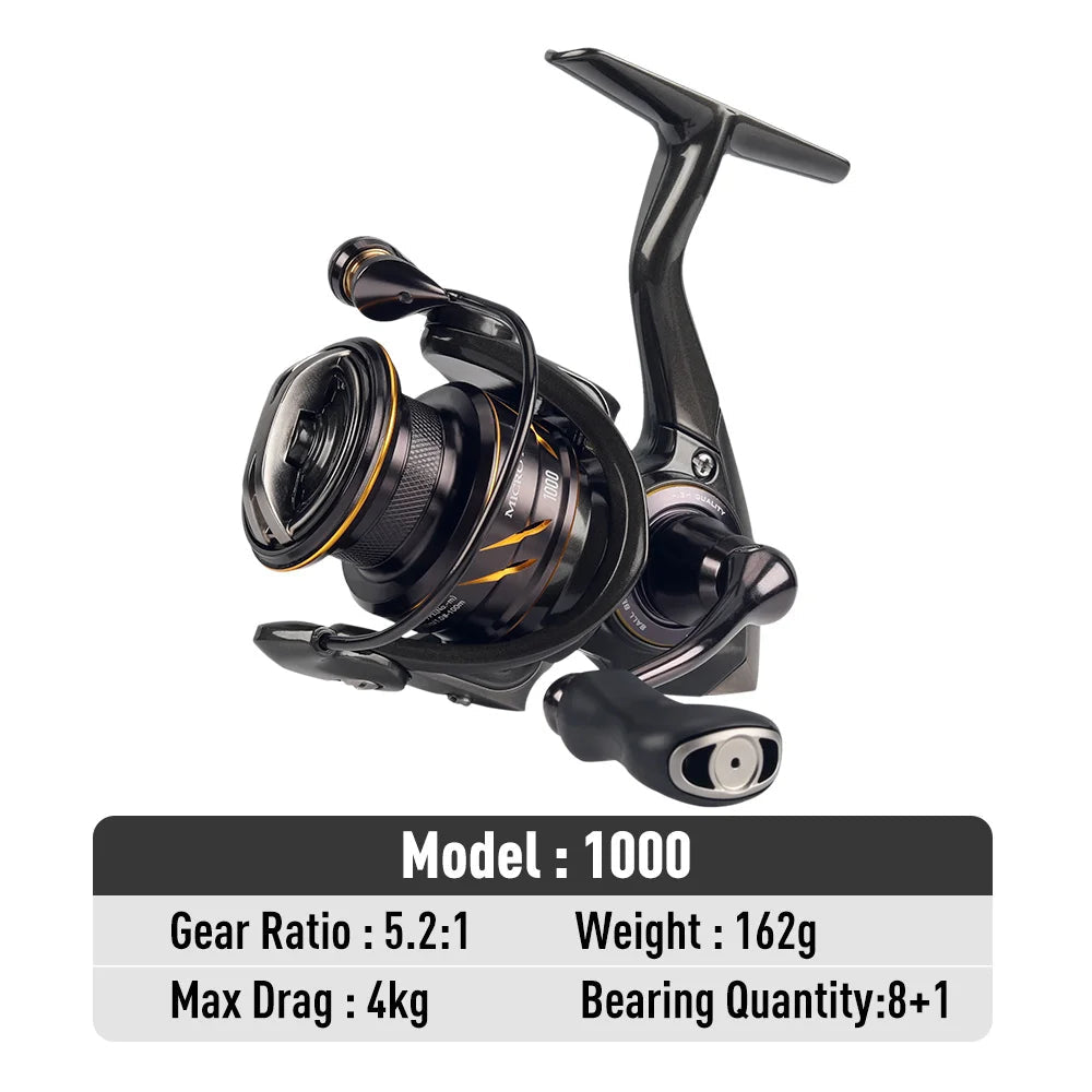 MT Pro 1000 spinning reel with lightweight reinforced body and 5.2:1 gear ratio for smooth finesse fishing