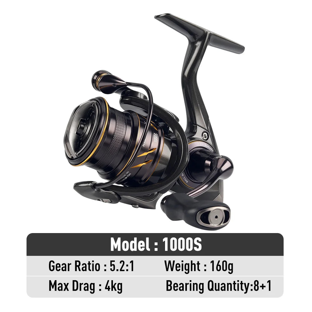 MT Pro 1000S spinning reel variant with compact frame ideal for precise lure control and light line fishing