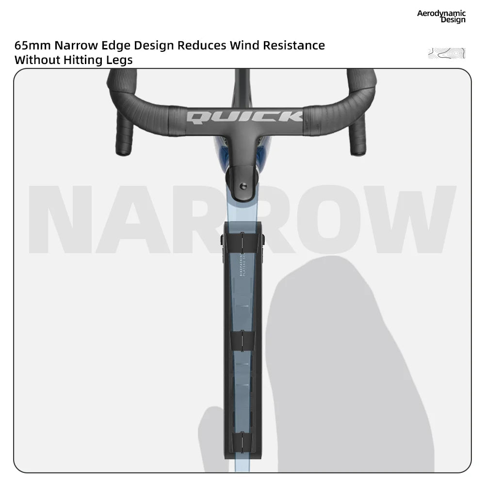 Narrow frame bike bag clearance design for pedalling