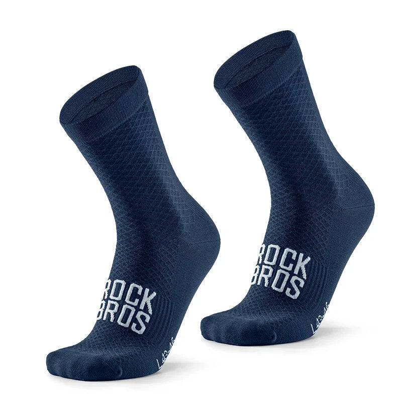 Navy cycling crew socks pair with breathable knit