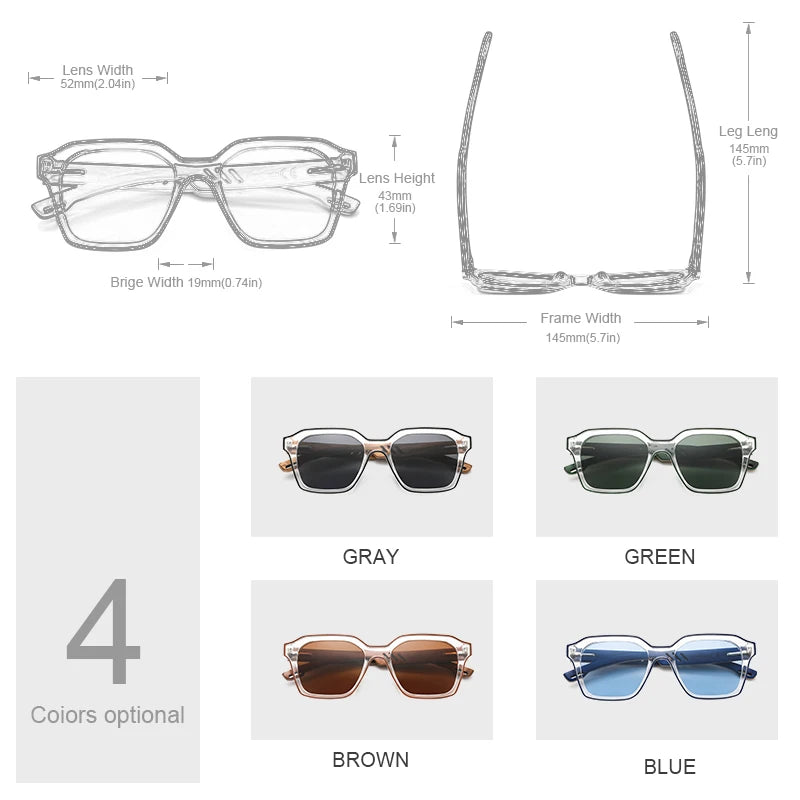 OI WOOD sunglasses size chart and lens measurement guide for fit reference