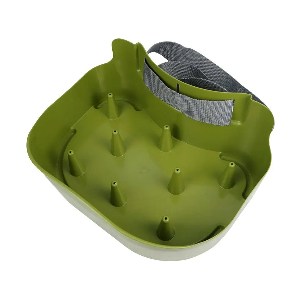 Olive green AVENTIK stripping basket with eight internal cones and adjustable waist belt