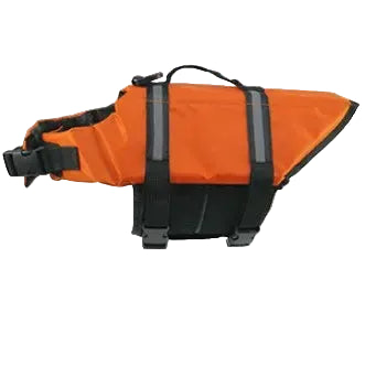 Orange dog life jacket vest side view