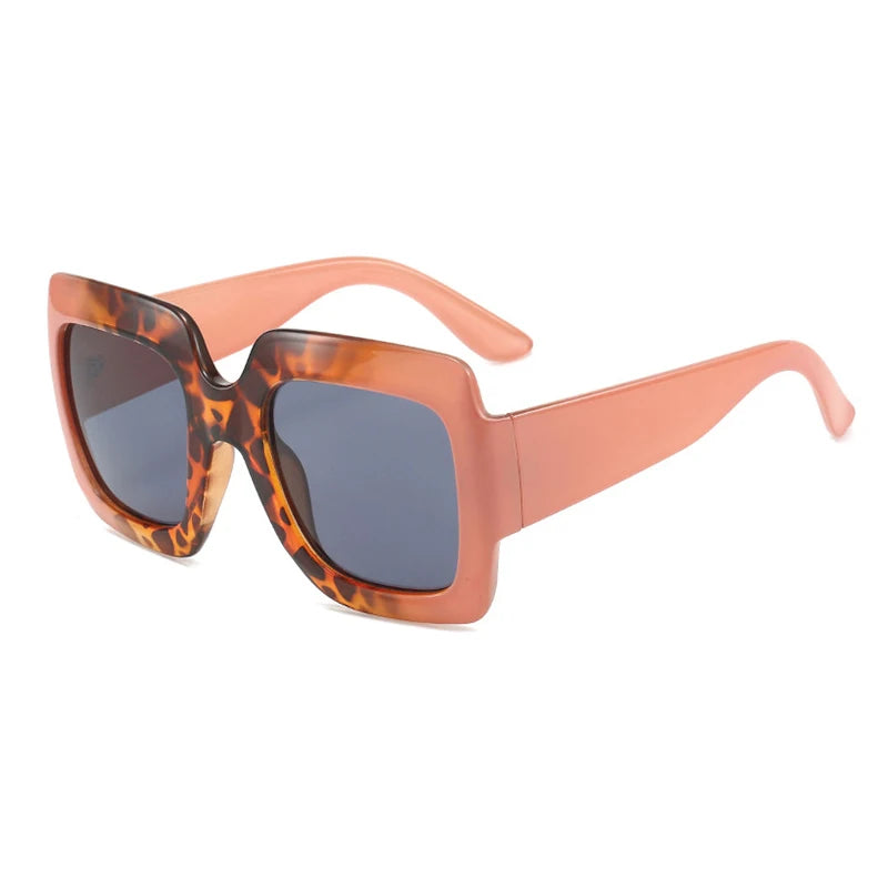 DOHOHDO peach oversized square sunglasses with reflective mirror lenses and UV400 protection for outdoor fashion use