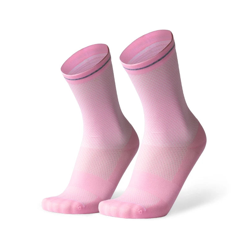 Pink compression crew sock side profile