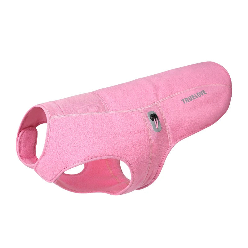 Pink fleece lined winter coat for small dog