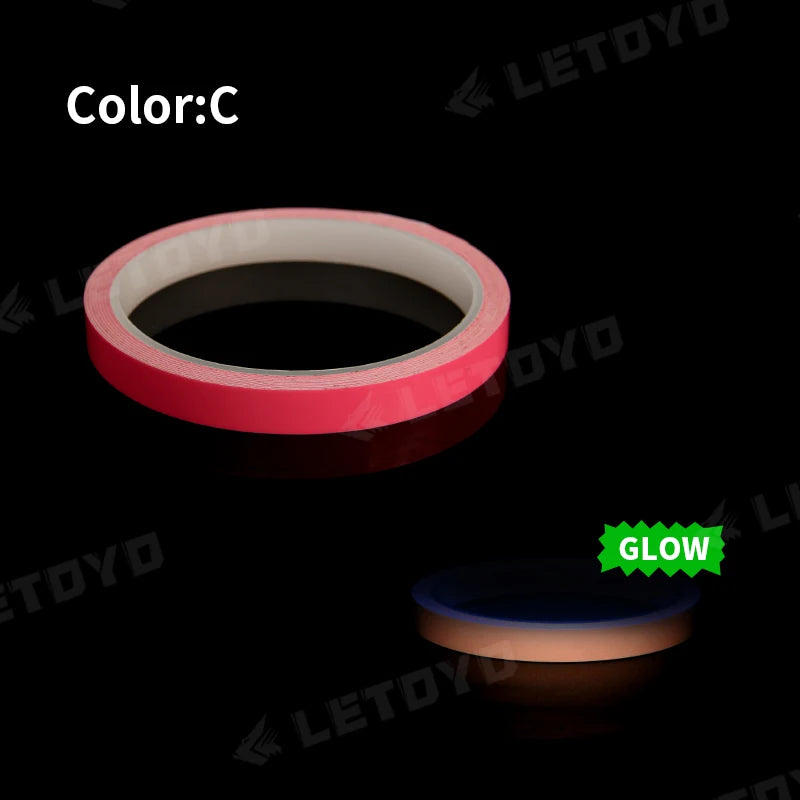 Pink waterproof luminous fishing tape roll for night fishing rigs and repair marking