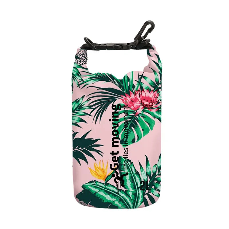 Pink tropical print roll top dry bag