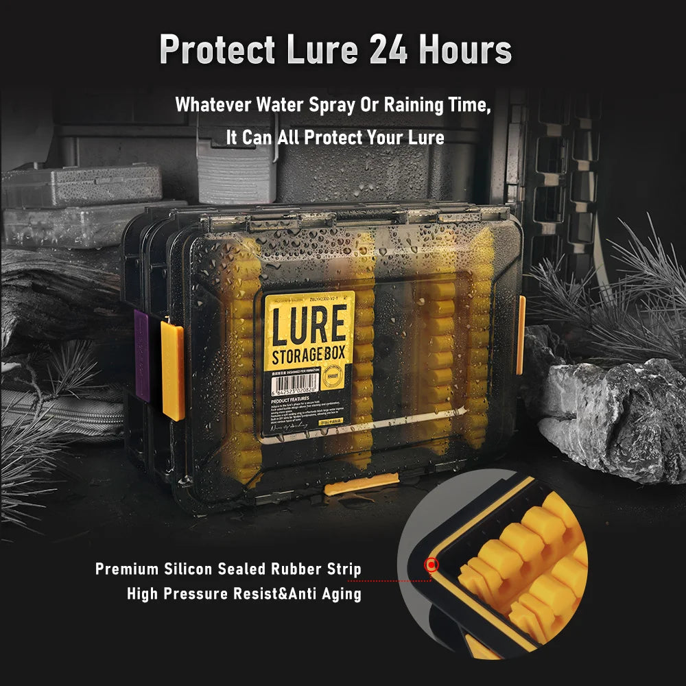 Protective lure storage box with anti scratch slot layout