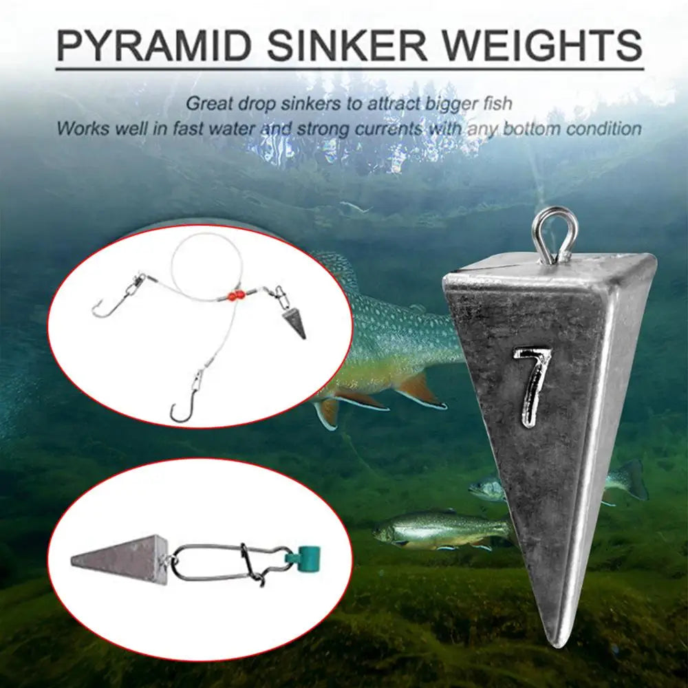 Pyramid sinker weight options and rig illustration