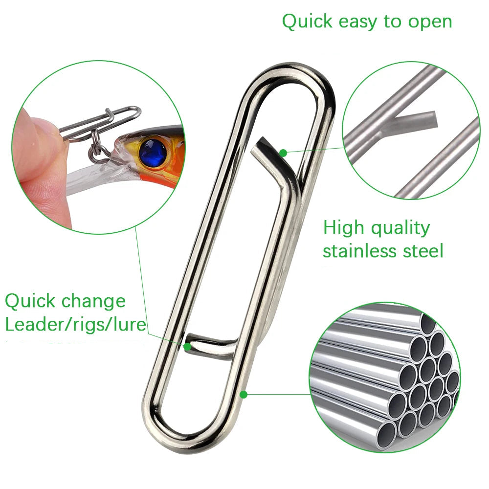 Quick change fishing snap connector for lure and leader rigs