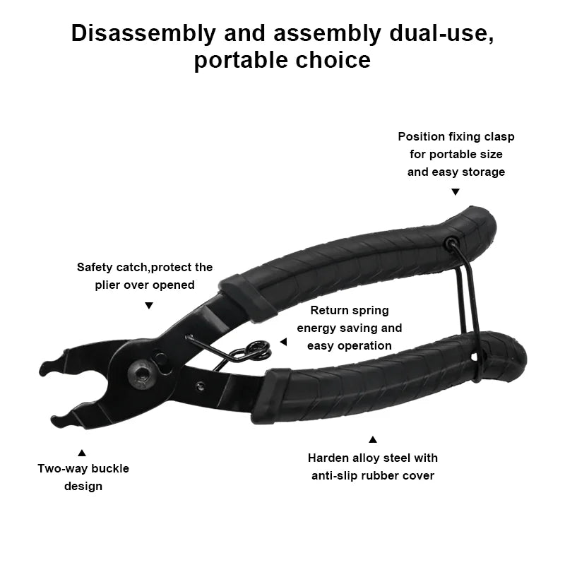 Quick link chain clamp tool showing design and operating features
