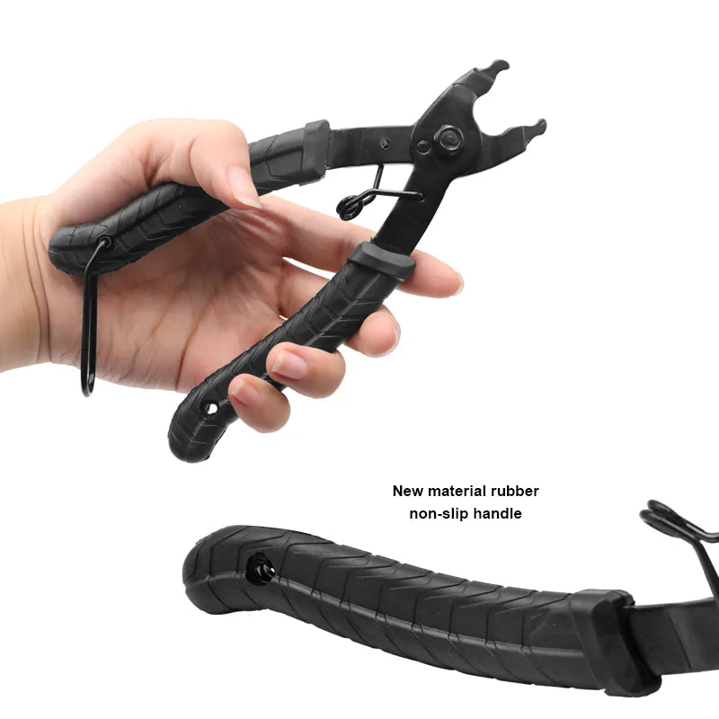 Handheld quick link chain clamp tool showing ergonomic grip