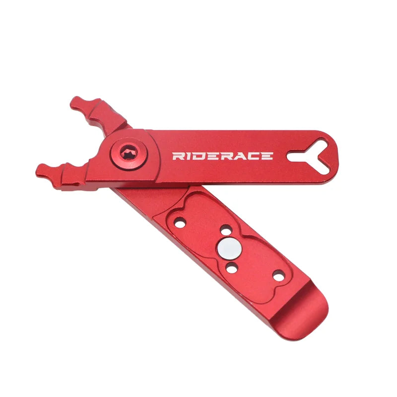 Red bike chain quick link pliers for installing and removing master links