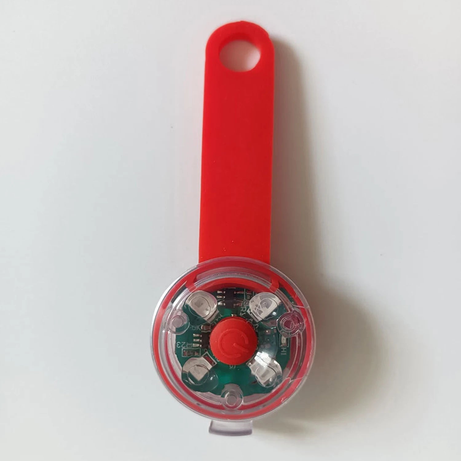 Red USB rechargeable LED dog collar light front view