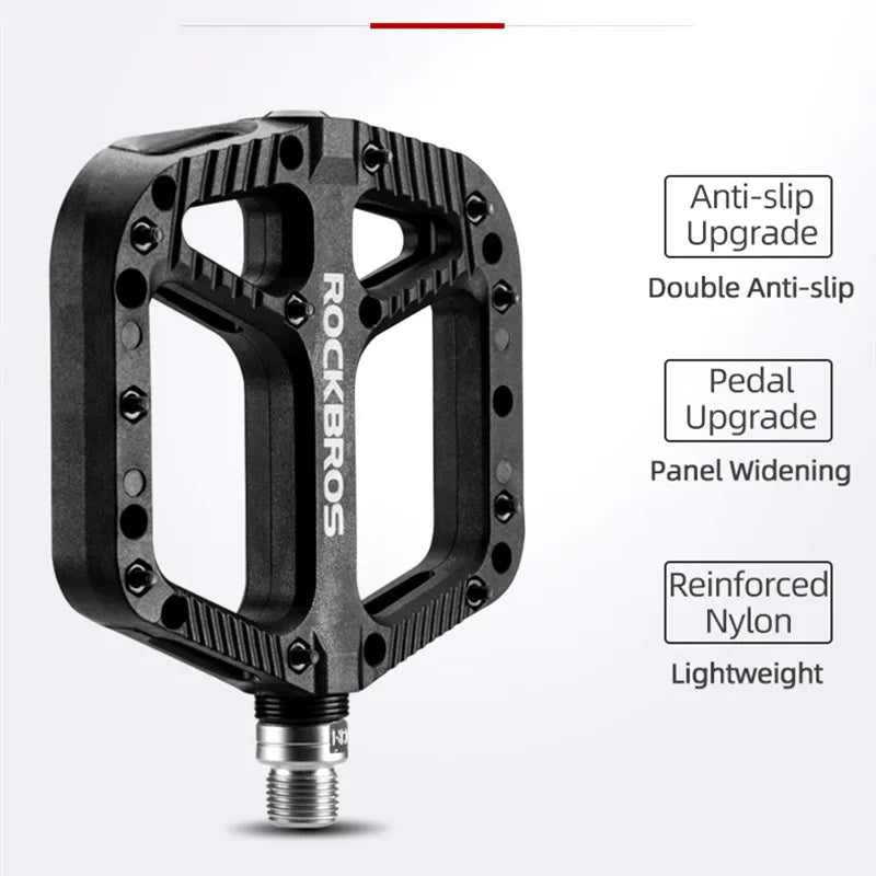 ROCKBROS flat pedals with stainless steel anti slip traction pins