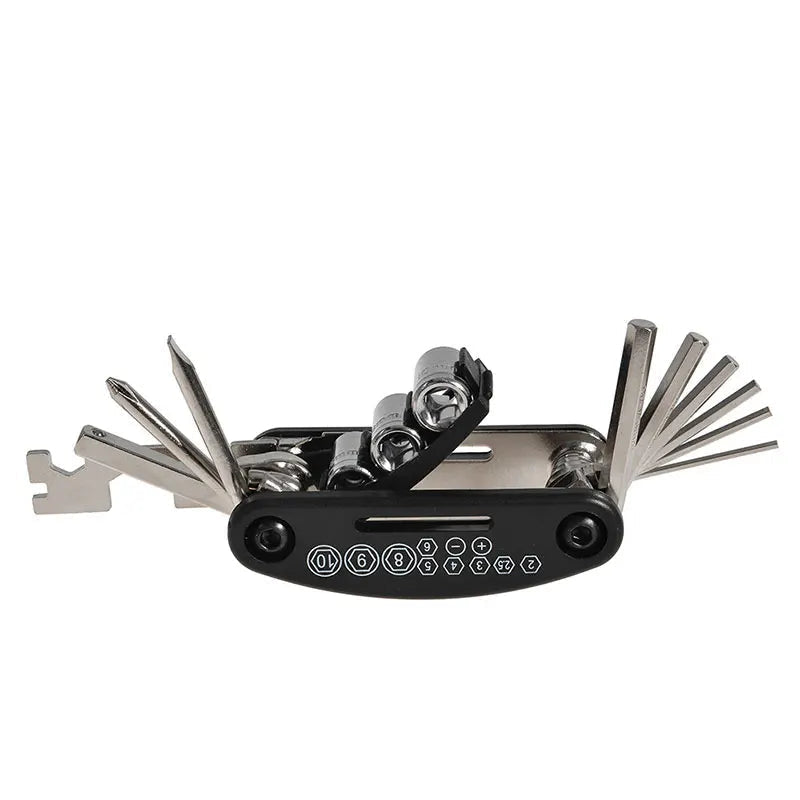 ROCKBROS bicycle multi-tool opened displaying folded tools