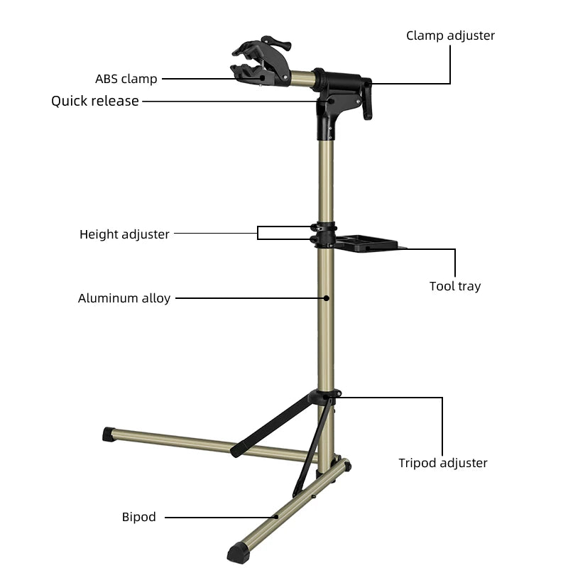 ROCKBROS bike repair stand height adjustment and clamp layout
