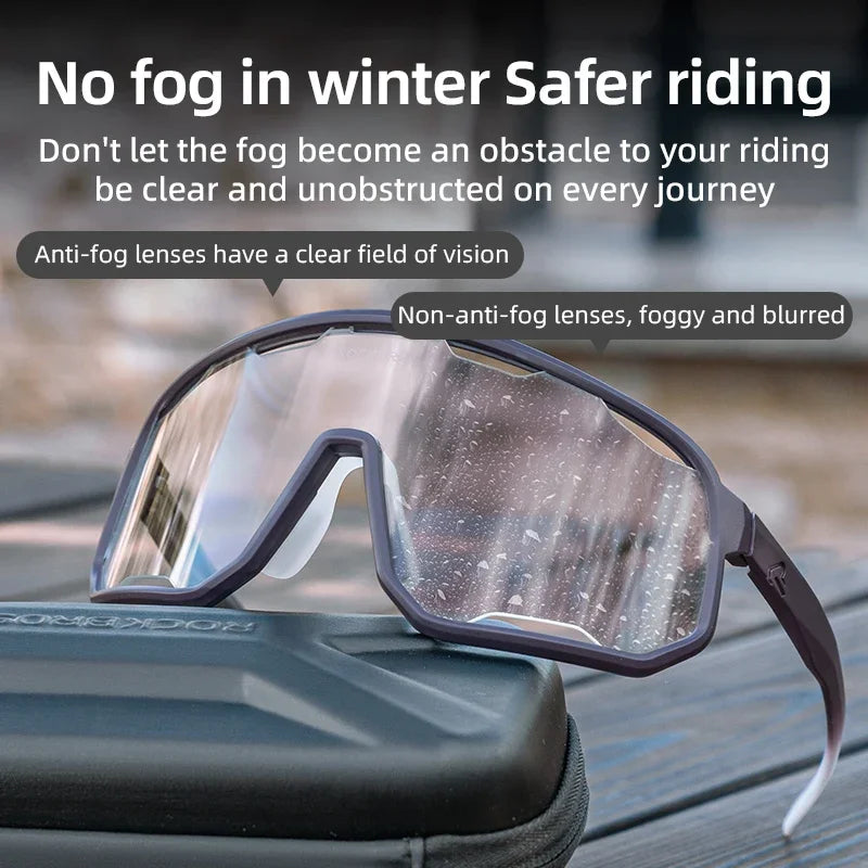 ROCKBROS SP351 sunglasses anti-fog lens for clear visibility during winter cycling rides