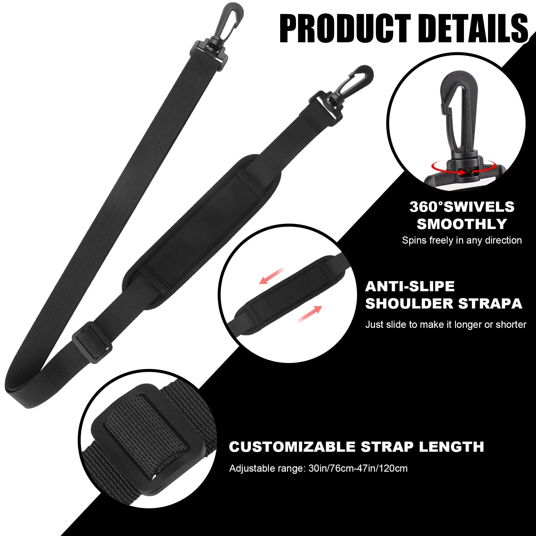 Fishing rod sheath strap with rotating swivel clips