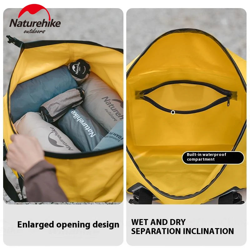 Roll top duffel dry bag with wide opening