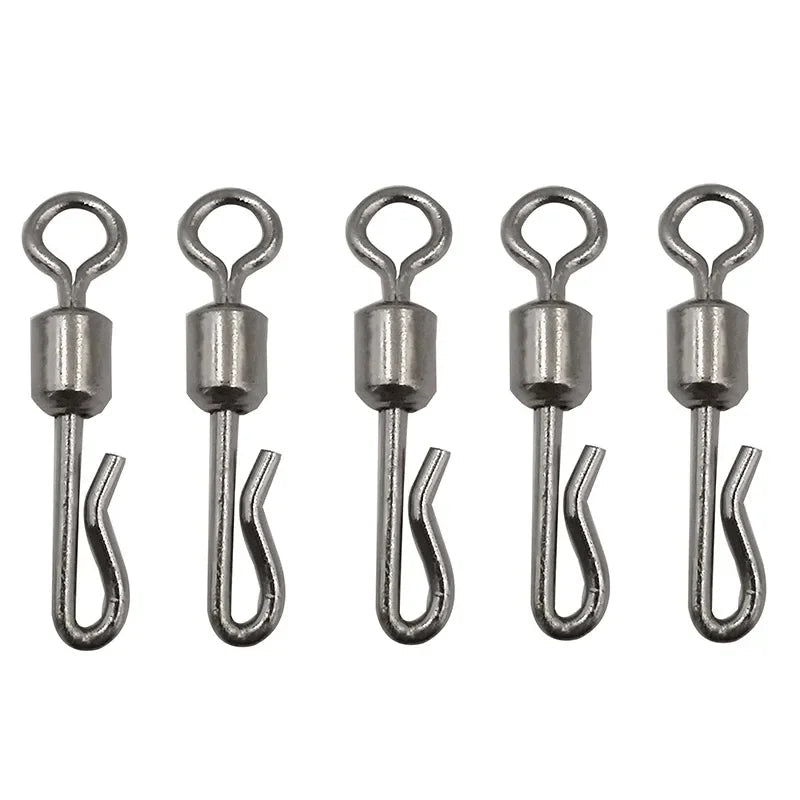Stainless steel rolling swivel with interlock snap for fishing rigs