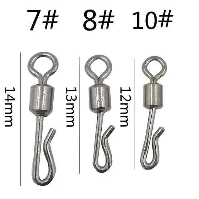 Rolling swivel size comparison chart for 7 8 and 10 sizes