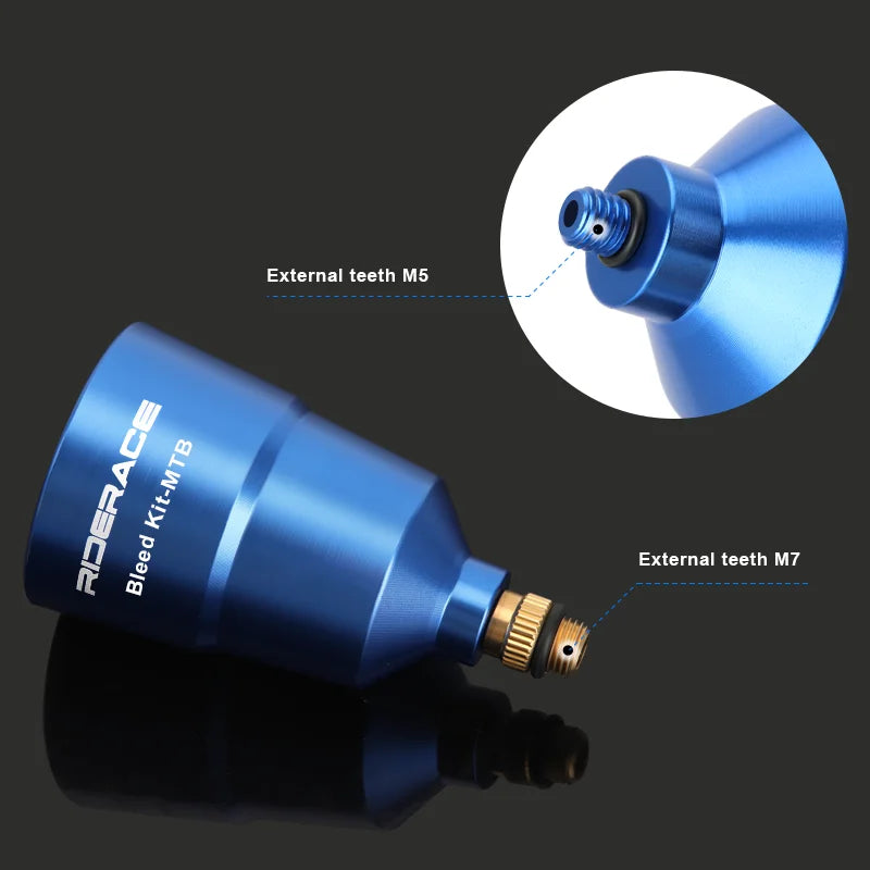 Shimano brake bleed funnel with adapter connection close-up