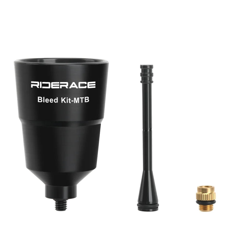 Black hydraulic brake bleed funnel kit for Shimano systems