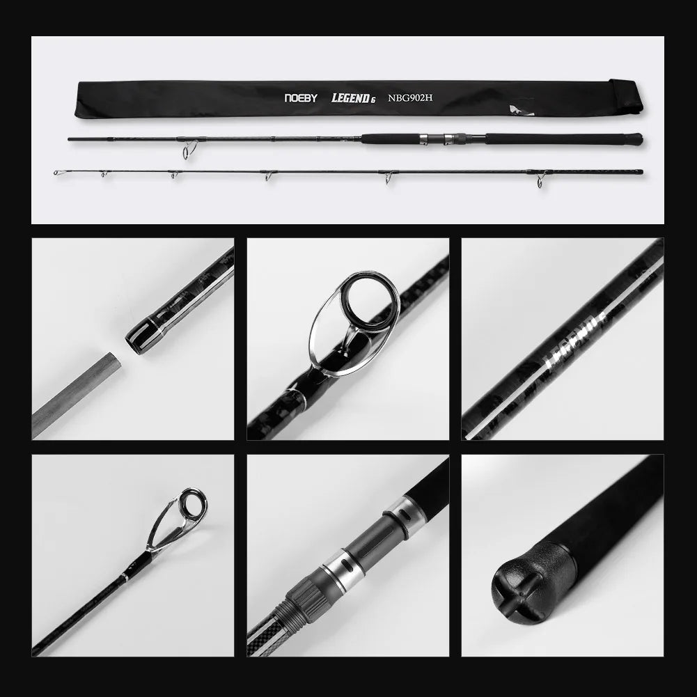 Shore jigging spinning rod guide system and handle detail