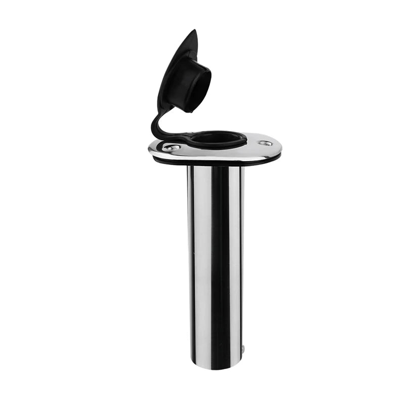 Angled flush mount stainless rod holder with rubber seal and corrosion-resistant mirror finish