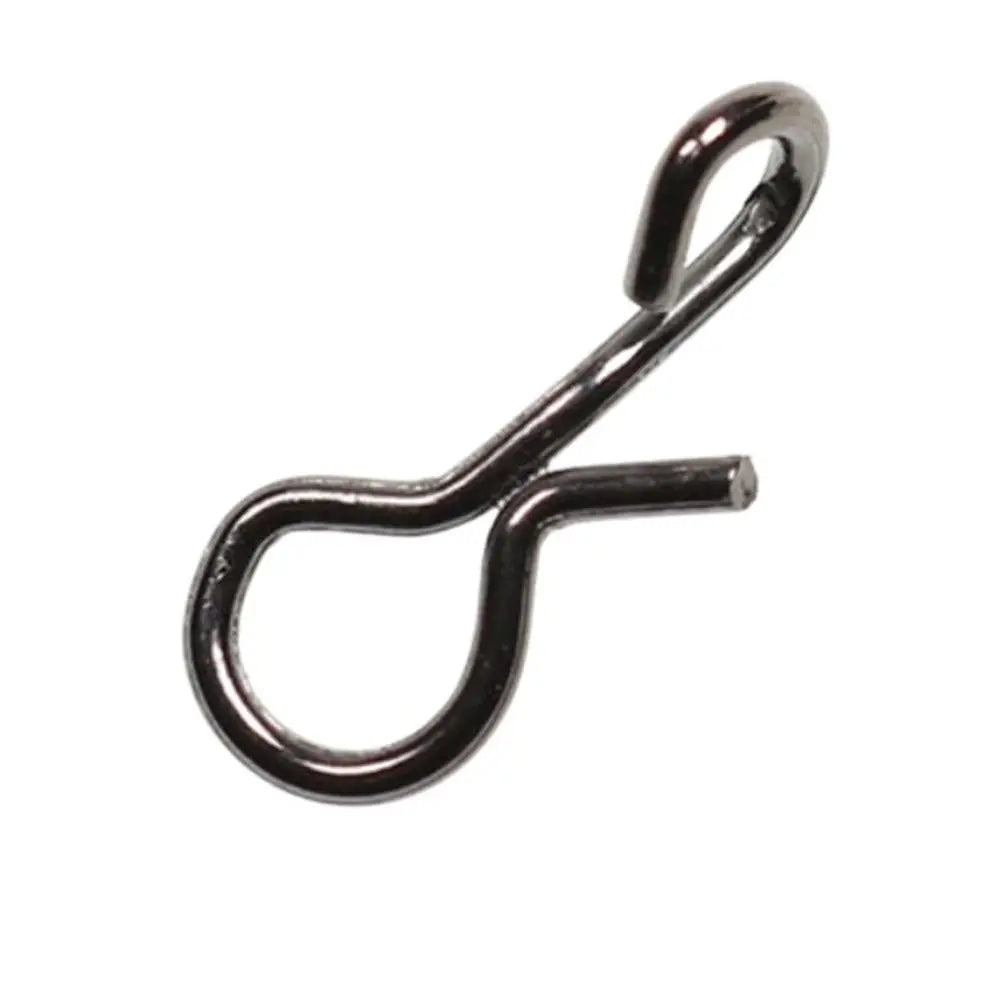 Close-up of black nickel fishing snap connector made of high carbon steel