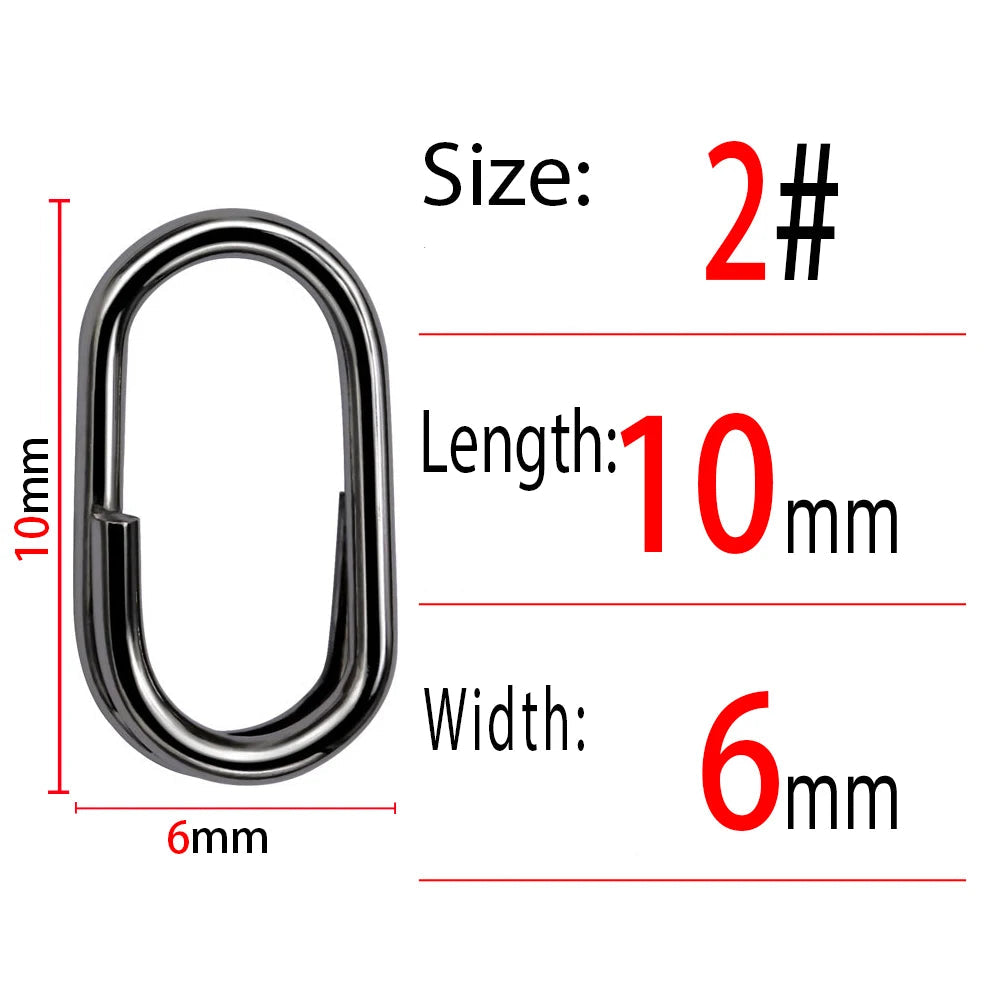 Size 2 fishing split ring with dimensions and measurement guide